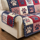 With Patriotic Pawprint | Quilted Sofa Cover