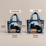 Black Cat and Books | Handcrafted Bag