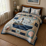 Sea Escape 3 Piece Quilted Bedspread Set | 3-Piece Handcrafted Bedding Set