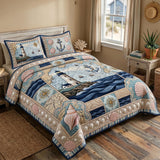 Sea Escape 3 Piece Quilted Bedspread Set | 3-Piece Handcrafted Bedding Set