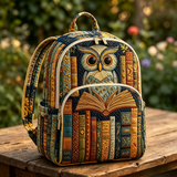 Owl and Books | Quilted Backpack