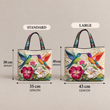 Floral Hummingbirds and White Blooms | Handcrafted Bag