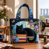 Black Cat and Books | Handcrafted Bag