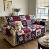 With Patriotic Pawprint | Quilted Sofa Cover