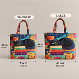 Black Cat Books and Mugs | Handcrafted Bag