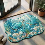 Aqua Coral Turtle | Shaped Doormat