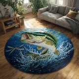 Round Artistic Fishing Themed Area Rug | Round Rug