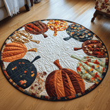 With Autumn Pumpkins | Quilted Round Mat