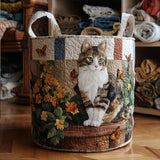 Cat Among Petals | Handcrafted Laundry Basket