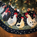 Cheerful Hens | Quilted Christmas Tree Skirt