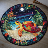 Coastal Turtle Drift | Quilted Round Mat