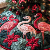Festive Flamingos | Quilted Christmas Tree Skirt