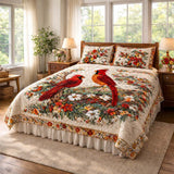 Cardinal Love Dance | 3-Piece Handcrafted Bedding Set