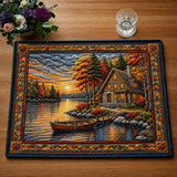 Autumn Lakeside Cabin | Quilted Placemat