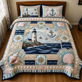 Sea Escape 3 Piece Quilted Bedspread Set | 3-Piece Handcrafted Bedding Set