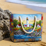 Lighthouse Glow | Handcrafted Beach Bag