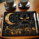 Black and Gold Cat | Quilted Placemat