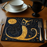 Black and Gold Cat | Quilted Placemat