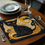 Black and Gold Cat | Quilted Placemat