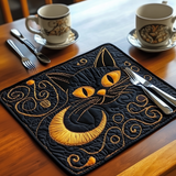 Black and Gold Cat | Quilted Placemat