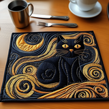 Black and Gold Cat | Quilted Placemat