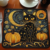 Starry Black Cat | Quilted Placemat