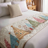 With Golden Garland Tree | Quilted Bed Runner