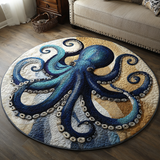 Golden Octopus Circular Area Rug | Round Rug