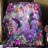 Hummingbirds Purple | Quilted Blanket