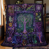 Purple Tree Of Balance | Quilted Blanket