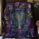 Purple Tree Of Balance | Quilted Blanket