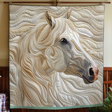Running White Horse | Quilted Blanket