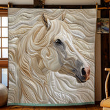 Running White Horse | Quilted Blanket