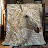 Running White Horse | Quilted Blanket