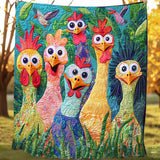 Whimsical Cute Chickens | Quilted Blanket