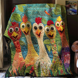 Forest Chickens | Quilted Blanket
