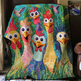 Whimsical Cute Chickens | Quilted Blanket