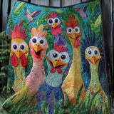 Whimsical Cute Chickens | Quilted Blanket