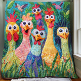 Whimsical Cute Chickens | Quilted Blanket