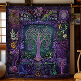 Purple Tree Of Balance | Quilted Blanket
