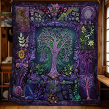Purple Tree Of Balance | Quilted Blanket