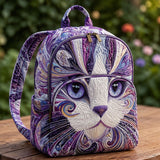 Artistic Purple Cat | Quilted Backpack