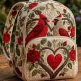 Red Birds and Roses | Quilted Backpack