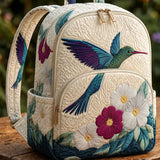 Hummingbird and Wildflowers | Quilted Backpack