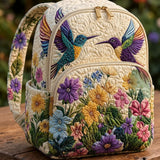 Hummingbird in a Field of Flowers | Quilted Backpack