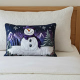 Purple Snowman | Quilted Cushion Cover