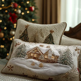 Snowy Cabin | Quilted Cushion Cover