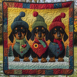 Warmy Dachshund Winter | Quilted Blanket
