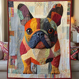 Patchwork French Bulldog Portrait | Quilted Blanket