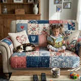 Cottage Charm Heart | Quilted Sofa Cover
